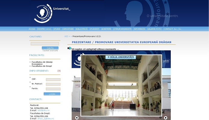 Dezvoltare website - Universitatea Europeana Dragan - layout site, prezentare.jpg